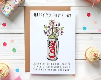 Tarjeta divertida de Coca-Cola Light para el Día de la Madre - Tarjeta imprimible (descarga digital)