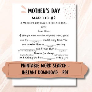 Druckbare Muttertag Mad Lib | Lustiges Mama Geschenk für Kinder zum Ausfüllen | Sofortiger Download DIY Karte Alternative | Olympisches MVP Thema