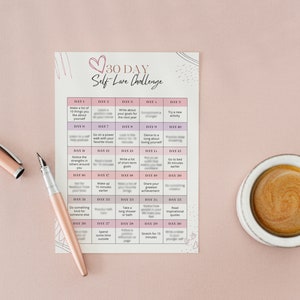 30 Day Self-Love Challenge - Boho Self Care - Thirty Days - Digital Calendar
