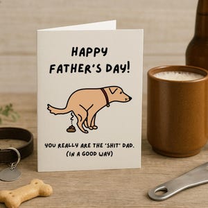 Tarjeta imprimible divertida del Día del Padre con caca de perro, descarga instantánea, plegable (5.5 x 8.5), a color y blanco y negro, regalo DIY para papá, esposo, perro o papá.