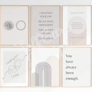 Minimalist Therapy Office Art Prints: Boho Decor Set (Digital Download)