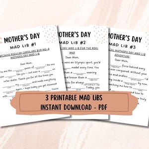 Mad Libs Engraçados para o Dia das Mães | Alternativa para Cartão Imprimível | Presente Faça Você Mesmo para a Mãe com as Crianças | Atividade para Download Instantâneo em PDF