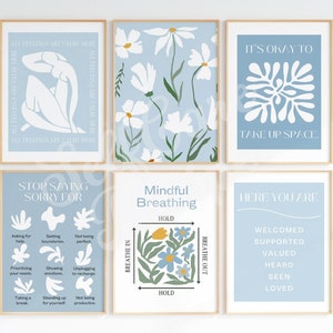 Matisse Blue Therapist Office Art Prints: Botanical Decor (Digital Download)