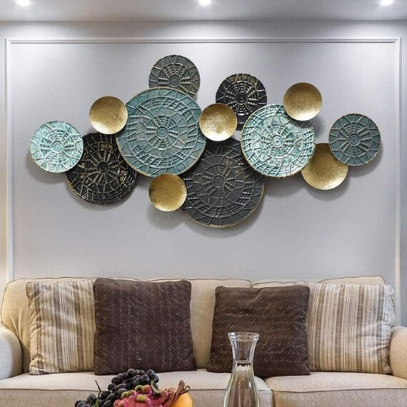 Boho Style Metal Plates Wall Art Metal Plates Wall Hanging Etsy