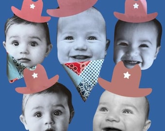 Custom Face Banner Cowboy Hat Baby’s First Rodeo