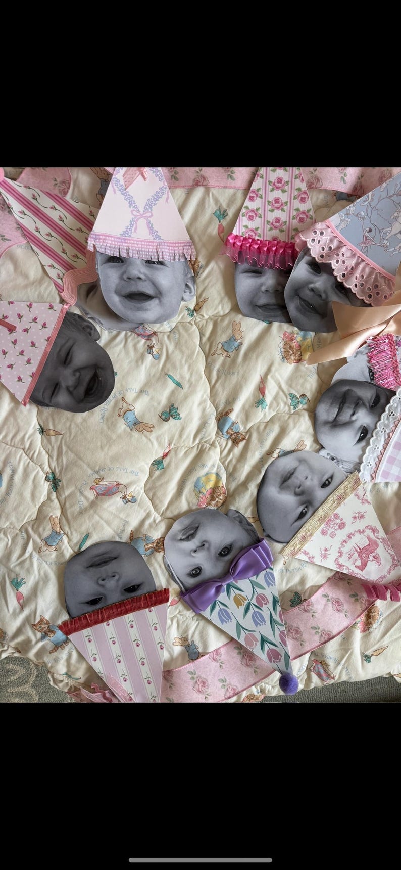 Custom Digital File Birthday Banner Faces with Hats First Birthday Decoration Homemade