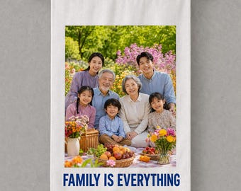 Personalised Photo Tea Towel – Custom Picture & Text, 50 x 70 cm