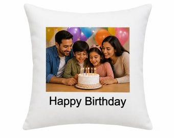 Personalised Photo Cushion Cover, Custom Picture and Text, Polyester, 40 x 40 cm