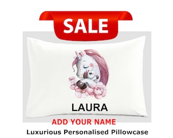 Personalized Unicorn Pillow Cover: Custom Name Gift (48x75 cm)