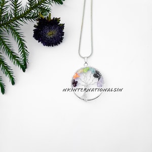 Tree of Life Pendant, CHAKRA Crystal Pendant,  Tree of Life Chakra Necklace, Wire Wrapped Jewelry, 7 Chakra Pendant, Minimalist necklace