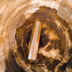 4 « pouces Tiger Eye Stone Tower Obelisk Points Generator ~ Crystal Jumbo Tower, Tiger Eye stone Pencil Tower