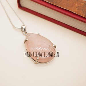 Rose Quartz Pendant 925 Sterling Silver Pendant Rose Quartz Gemstone Pendant Handmade Silver Jewelry Rose Quartz Jewelry Gift For Her Mother