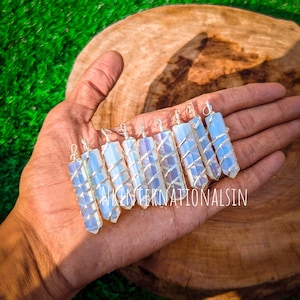 Opalite Coil Shaped Pendant Wire Wrap : Choose How Many ('AAA' Quality, Opalite Jewelry, Opalite Crystal, Crystal Pendant, Necklace), lot