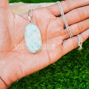 Larimar Anhänger 925 Sterling Silber Anhänger Larimar Edelstein Anhänger Handgemachte Anhänger Halskette Larimar Schmuck Geschenk für Sie Oval Anhänger
