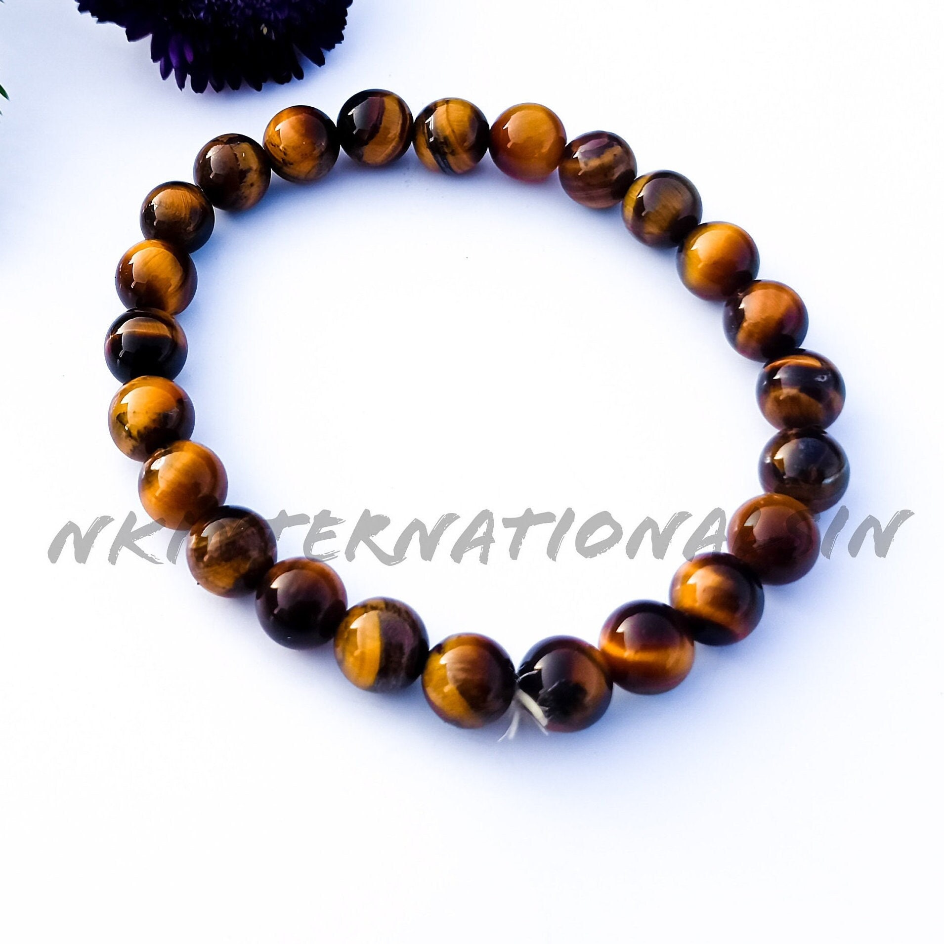 Veshon Men's Tiger Eye Bracelet - Genuine Leather & Natural Stone, Adjustable Stainless Steel Buckle