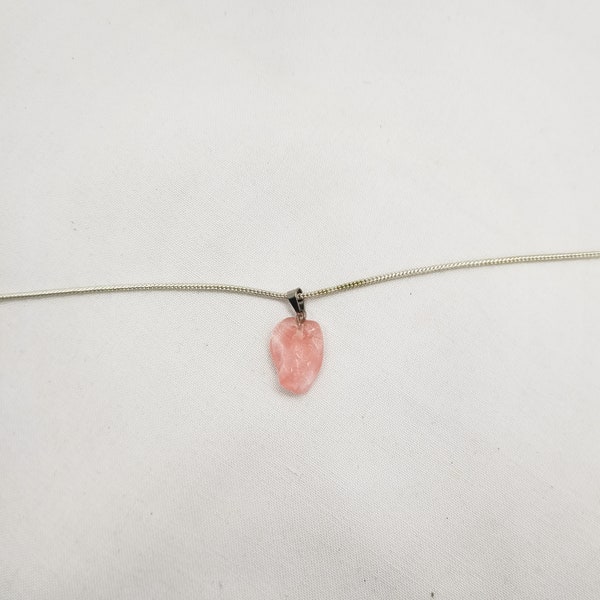 Collier Pendentif en quartz rose fraise-Cadeau pour femmes-Bijoux femme-Cadeau homme-Collier en cristal Boho-Pierre précieuse rose-Bijoux roses