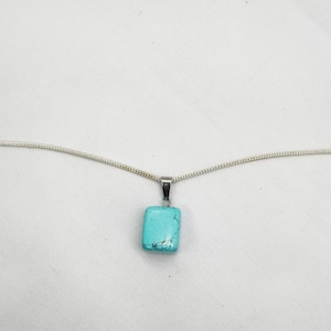 Turquoise Necklace-Raw Turquoise Pendant Necklace-Blue Gemstone Necklace-Turquoise Jewelry Gift for Women, Girlfriend Gift Long Necklace