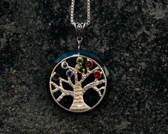 Black tourmaline tree of life necklace, Black Tourmaline  Gemstone Handmade Jewelry Protecting Pendant For Necklaces Women, Gift For Her