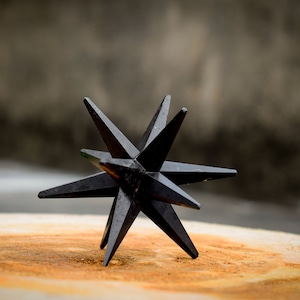 Large 12 Point Black Obsidian Merkaba Star Sacred Geometry Healing Chakra Crystal 75mm