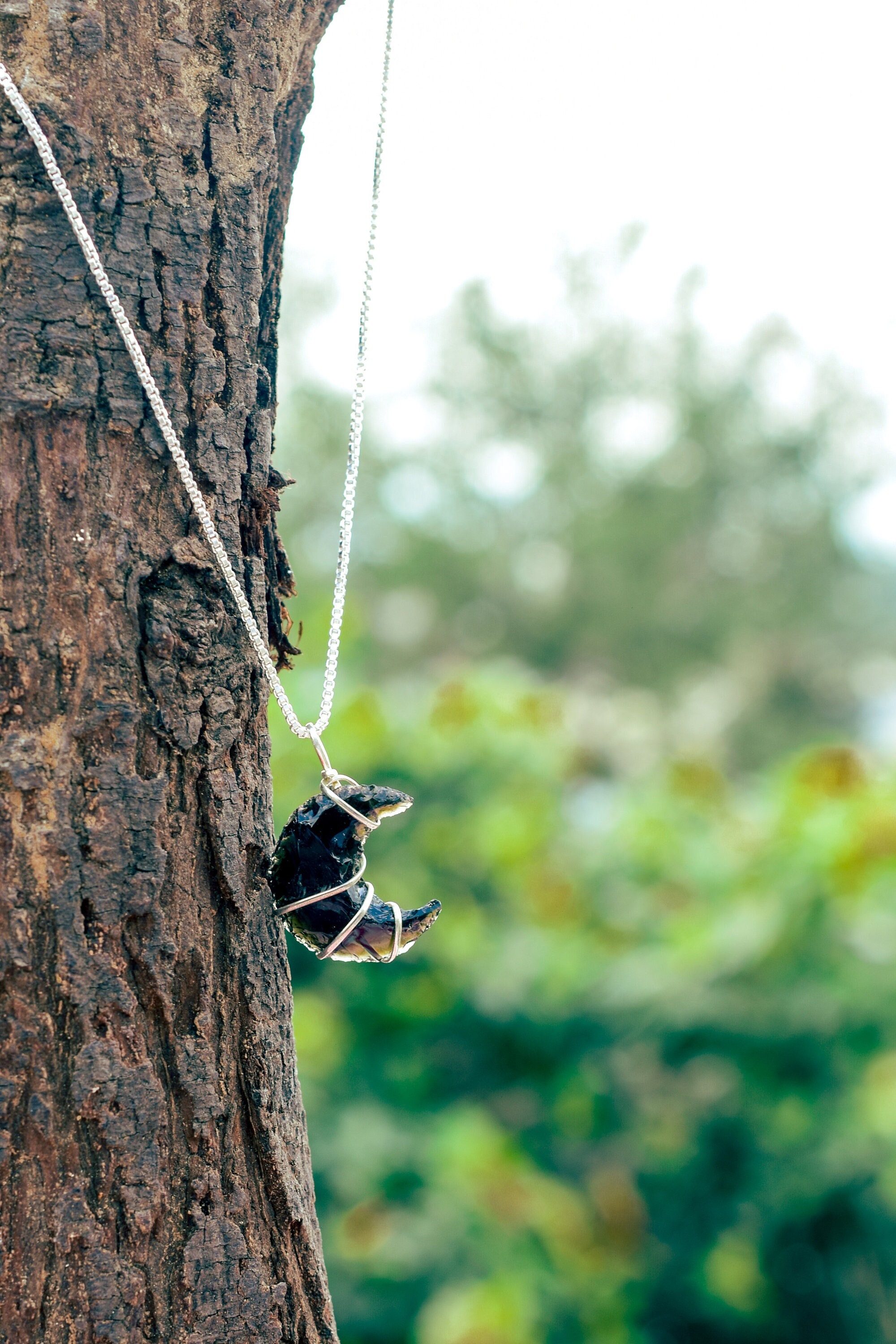 Black tourmaline moon necklace,Black tourmaline Moon Pendant,Black tourmaline Crystal,Blacktourmaline Necklace,Wire Wrapped crystal necklace