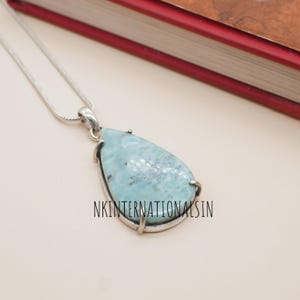 Larimar Anhänger 925 Sterling Silber Anhänger Larimar Edelstein Anhänger Handgemachte Anhänger Halskette Larimar Schmuck Geschenk Für Sie Birne Anhänger