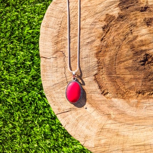 Red coral pendant, 925 sterling silver plated jewelry, handmade pendant, coral necklace, bohemian jewelry, handmade pendant , Bestseller