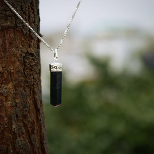 Black Tourmaline pencil Pendants , Black Tourmaline Gemstone Necklace, Genuine Tourmaline, Black Tourmaline Point, Gift For Her