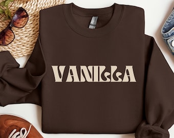 Unisex Retro Vanilla Crewneck Sweatshirt: Brown Trendy Vintage Style For All