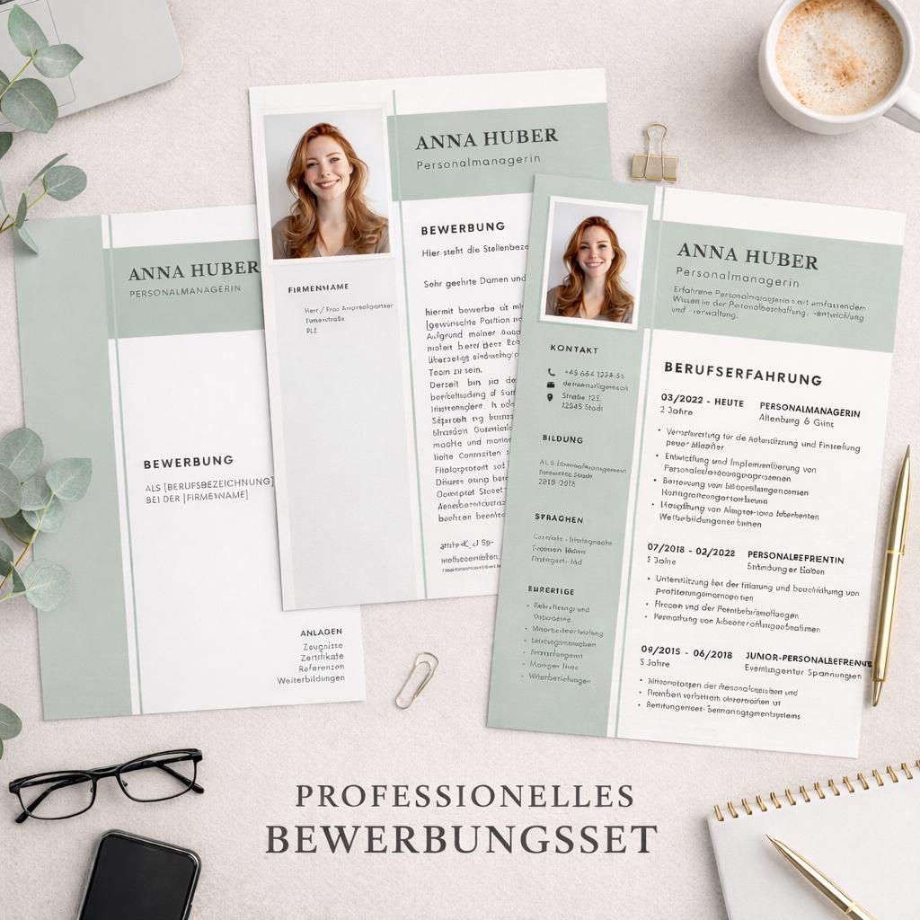 Application Template Canva Word | Modern CV in German | Editable CV - Etsy