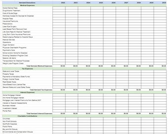 Itemized Tax Deductions, Standard Deductions, Taxes, Finance, Accounting, Bookkeeping, Annual Expenses, Medical, Charitable, Income Report
