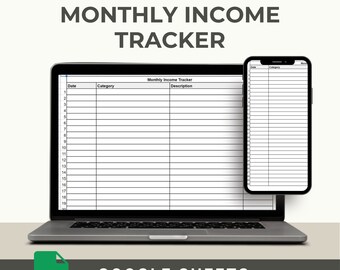 Monthly Income Tracker Template Self Employed Income Tracking Spreadsheet Paycheck Log Book Printable Budget Planner Small Business Google