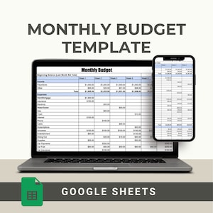 Può includere: Un computer portatile che mostra un foglio di calcolo di Google Sheets con un modello di budget mensile. Il foglio di calcolo è diviso in sezioni per entrate, spese e totali settimanali. Il foglio di calcolo è intitolato "Budget mensile".