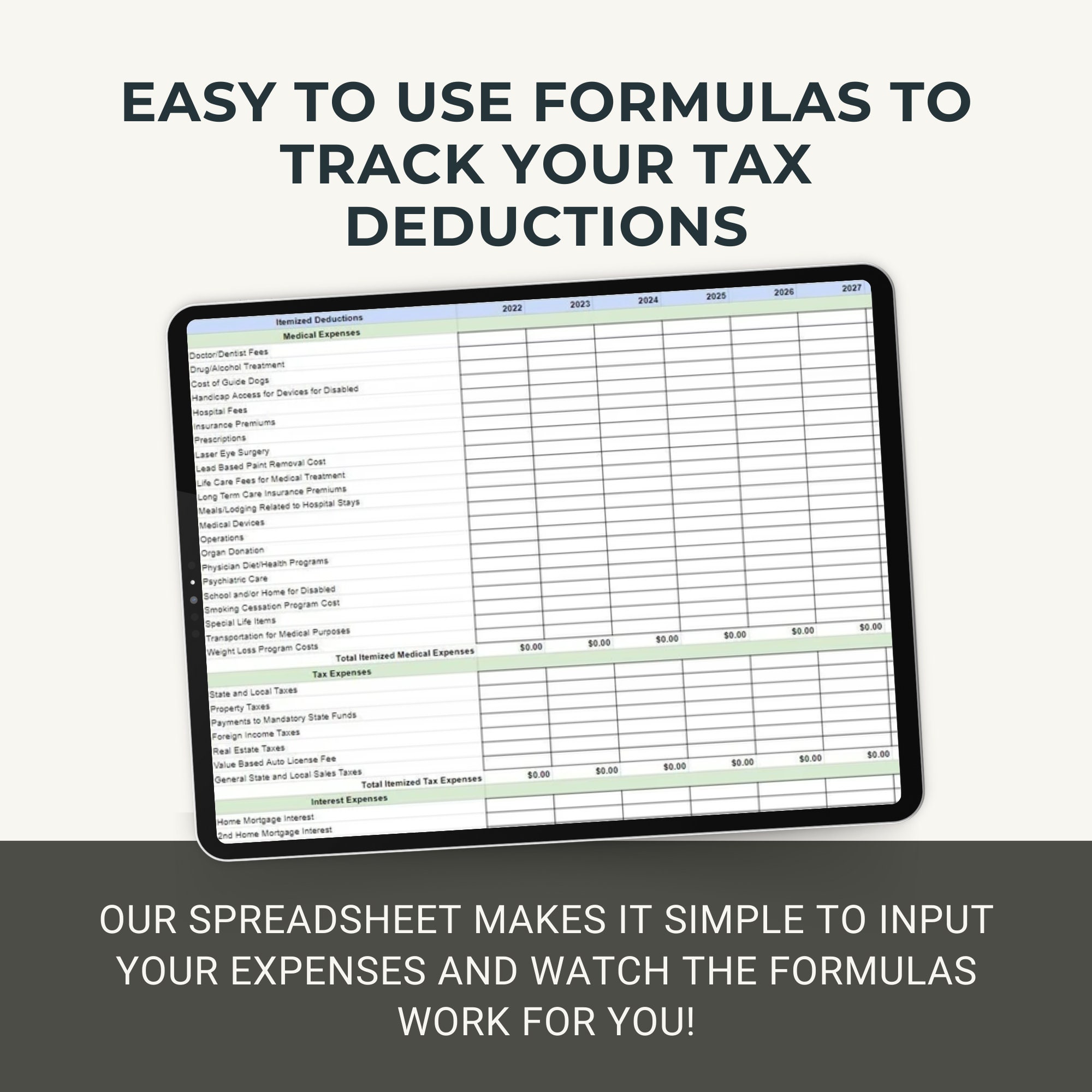 Itemized Tax Deductions Spreadsheet Standard Deductions Accounting ...