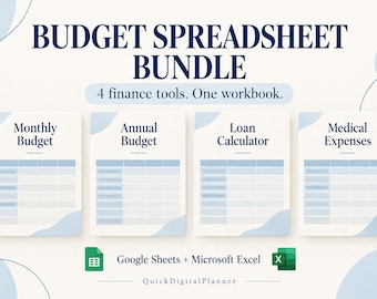 Ultimate Budget Spreadsheet Bundle for Google Sheets & Excel | Monthly,  Annual Budget, Loan Calculator, Medical Expense Tracker
