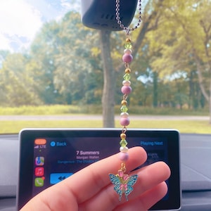 Dainty Butterfly Car Charm |  Moth Car Charm | Mirror Car Hanger | Rearview Mirror Accessory | Car Charms | First Car Gift | Butterfly Gifts