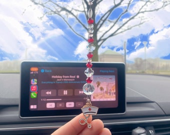 Nurse Mirror Car Charm | Nurse Graduation Gift | Car Charm | Rearview Mirror Decor| Rearview Mirror Accessory | Car Charms