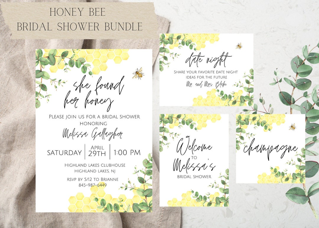 Editable Honey Bee Bridal Shower Invitation & Decor Bundle Etsy