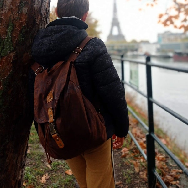 Back pack, daypack, rucksack, Sac a dos, Waxed cotton
