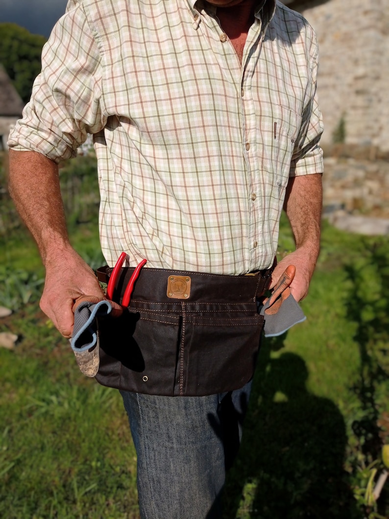 Garden Tool Belt, toolbelt, workbelt, waxed canvas, Eco-Friendly, Gardening Accessories, Planting Tools, Garden Storage, Utility Belt bild 5