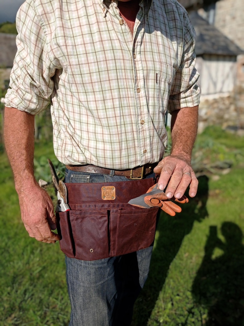 Garden Tool Belt, toolbelt, workbelt, waxed canvas, Eco-Friendly, Gardening Accessories, Planting Tools, Garden Storage, Utility Belt bild 4