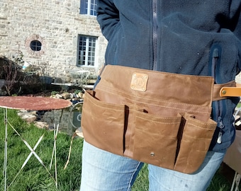 Ceinture à outils de jardin, ceinture à outils, ceinture de travail, toile cirée, respectueux de l'environnement, accessoires de jardin, outils de plantation, rangement de jardin, ceinture utilitaire