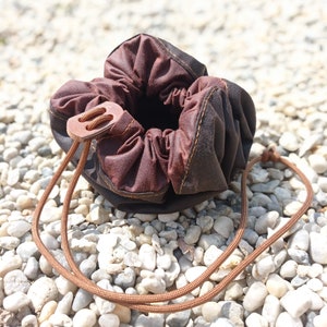 Folding dog food/ water Bowl/ walking, dogs, hiking, waxed canvas