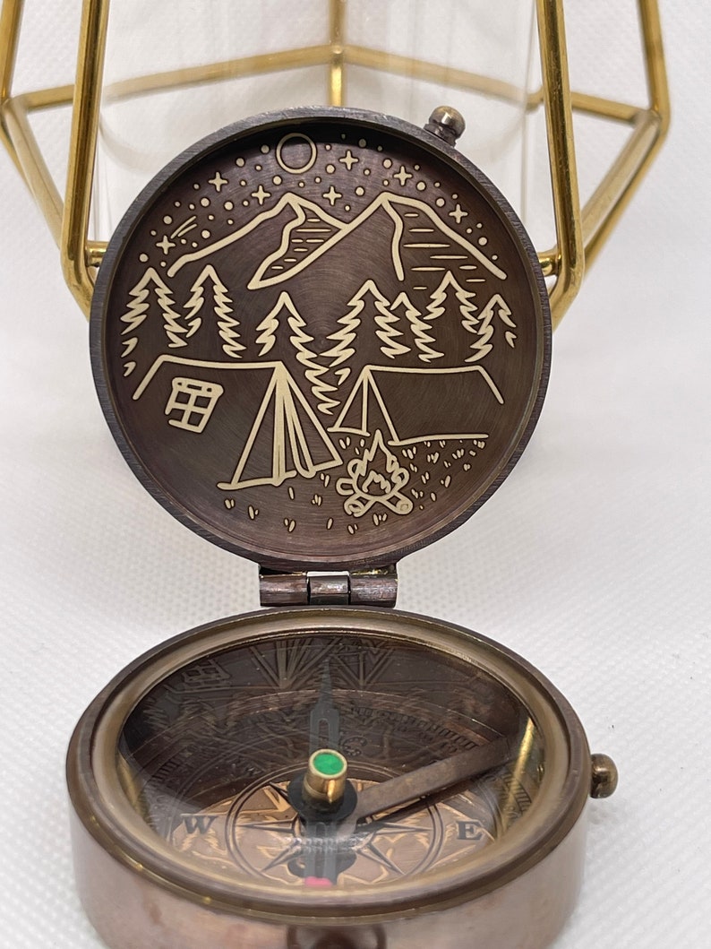 Personalisierter Messing Kompass, Hochzeitsgeschenk Jahrestag, Geschenk für Männer, Geschenk für Mann, Muttertagsgeschenk, Geschenk für Papa, Outdoor Geschenk, Bild 4