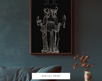 Divine Goddess Hekate Printable Art: Honour the Ancient Greek Deity with this Digital Wall Decor