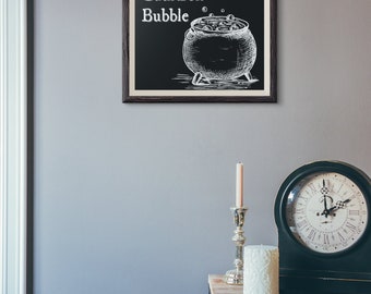Bubbling Cauldron Witchy Art Print: Halloween Home Decor (Digital Download)