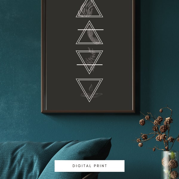 Magical Four Elements Print Art to Illuminate Your Space | Four Elements Canvas Art | Mystical Elements Printable Art