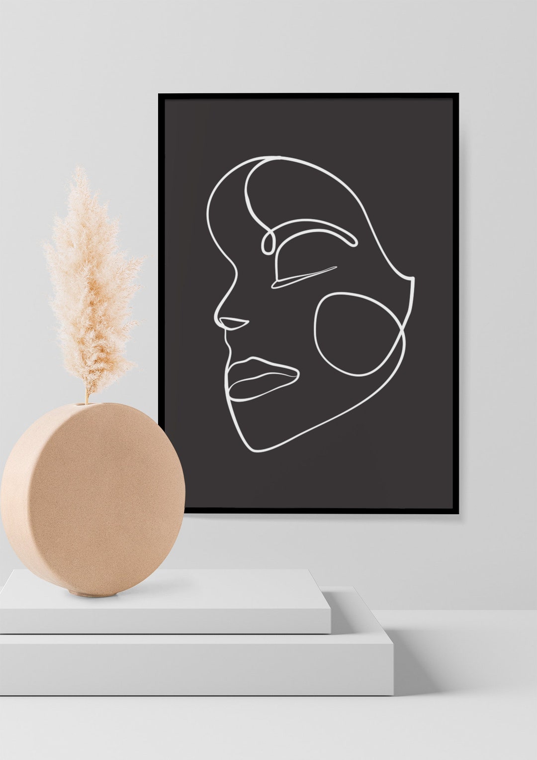 Minimalist Woman Face Line Art Print: Modern Home Decor (digital ...