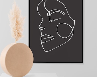 Minimalistische vrouw gezicht lijntekeningen print: modern interieur (digitale download)