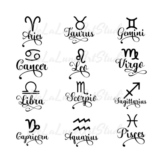 12 Zodiac Signs Bundle Svg Horoscope Svg Zodiac Sign Zodiac | Etsy