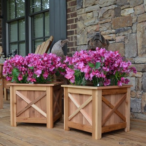 Farmhouse Solid Cedar Planter Box - High Quality Build and Materials - Enclosed Bottom - Fully Assembled